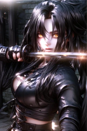 swordswoman,katana,female warrior,beautiful girls with katana,dark elf,swordsman,warrior woman,kenjutsu,ren,fuki,sward,samurai sword,huntress,scabbard,haegen,male character,sanshin,kendo,shinobi,lechona