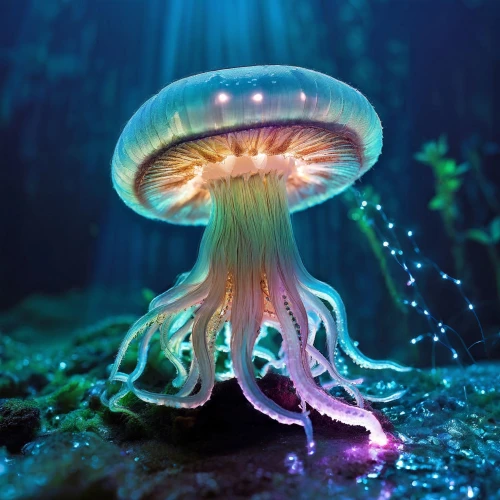cnidaria,blue mushroom,bioluminescence,mushroom landscape,forest mushroom,tree mushroom,mushroom type,auroraboralis,forest anemone,agaricaceae,champignon mushroom,lingzhi mushroom,jellyfish,mushroom,anti-cancer mushroom,aquarium lighting,underwater background,club mushroom,agaric,lion's mane jellyfish