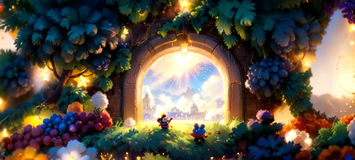 fairy forest,fairy world,fairy village,holy forest,elven forest,enchanted forest,3d fantasy,forest of dreams,fantasia,tree grove,fairytale forest,fractal environment,heaven gate,cartoon forest,cartoon video game background,the forest,fantasy world,background ivy,hall of the fallen,druid grove,Anime,Anime,Cartoon