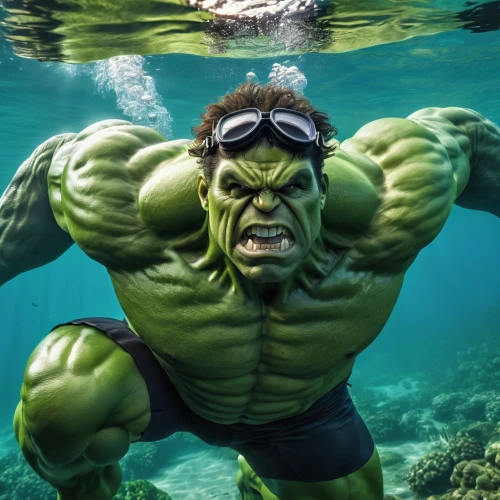 incredible hulk,avenger hulk hero,hulk,minion hulk,god of the sea,green algae,aquaman,poseidon god face,sea god,sea devil,green goblin,the man in the water,bodybuilding,poseidon,muscle man,sea man,green water,orc,amphibious,lopushok