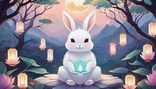 white rabbit,easter background,white bunny,bunny,easter theme,deco bunny,little bunny,rabbits,little rabbit,easter rabbits,rabbit,rabbit family,easter bunny,rabbits and hares,bunny on flower,bunnies,gray hare,thumper,easter décor,cottontail,Illustration,Japanese style,Japanese Style 06