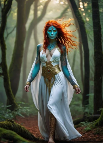 blue enchantress,dryad,the enchantress,druid,fantasy picture,faerie,fantasy woman,sorceress,mother earth,rusalka,anahata,mystique,merfolk,fantasy art,earth chakra,avatar,faery,warrior woman,bodypainting,druids,Art,Classical Oil Painting,Classical Oil Painting 42