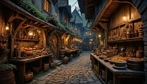 medieval street,medieval market,medieval town,marketplace,apothecary,fairy village,spice market,merchant,narrow street,3d fantasy,souk,medieval,stalls,alpine village,fantasy picture,fantasy art,popeye village,medieval architecture,old linden alley,greengrocer