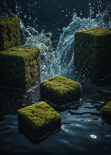water scape,underwater landscape,waterscape,green trees with water,algae,water and stone,green water,block of grass,aquatic plants,cube sea,green algae,underwater background,water plants,aquatic herb,water surface,water smartweed,lego background,submerged,aquatic plant,green waterfall,Photography,General,Fantasy