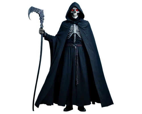 grimm reaper,grim reaper,skeleltt,undead warlock,vax figure,reaper,dance of death,death god,black pete,scythe,dodge warlock,male mask killer,3d figure,halloween costume,darth wader,aaa,halloween vector character,corvin,count,shinigami,Illustration,Paper based,Paper Based 22