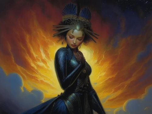 fire angel,dark angel,sorceress,firebird,fantasy woman,fire dancer,flame spirit,queen of the night,pillar of fire,black angel,heroic fantasy,fire siren,fantasy art,flame of fire,fire artist,phoenix,archangel,lady of the night,fantasy portrait,blue enchantress,Illustration,Realistic Fantasy,Realistic Fantasy 03