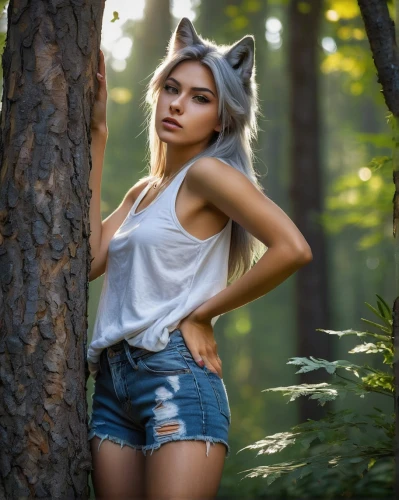 fox,wild cat,cute fox,puma,lynx,feline look,girl in t-shirt,alaskan klee kai,a fox,coyote,doe,raccoon,forest background,in the forest,foxes,european wolf,kat,redfox,wolf,cat ears,Art,Classical Oil Painting,Classical Oil Painting 18