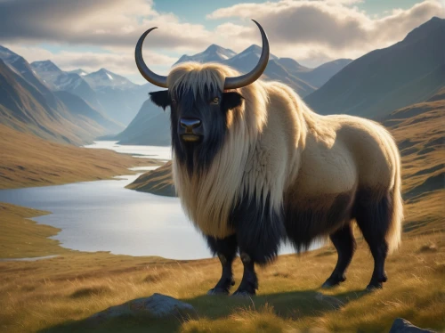 yak,muskox,highland cow,mountain cow,baby yak,alpine cow,scottish highland cow,highland cattle,feral goat,mountain sheep,mountain cows,landseer,gnu,buffalo,mountain goat,scottish highland cattle,yak cub,bison,east-european shepherd,black-brown mountain sheep,Art,Artistic Painting,Artistic Painting 35