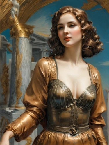 emile vernon,art deco woman,bodice,classical antiquity,baroque angel,aphrodite,vintage woman,vintage angel,cleopatra,antiquity,venus,fantasy portrait,fantasy woman,vintage women,fantasy art,women's novels,neoclassic,cybele,secret garden of venus,lilian gish - female,Art,Classical Oil Painting,Classical Oil Painting 02