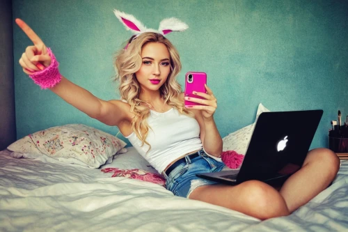 holding ipad,social media addiction,blonde woman reading a newspaper,woman holding a smartphone,nest easter,internet addiction,rabbit ears,girl at the computer,blonde sits and reads the newspaper,blogger icon,bunny,wallis day,blonde girl with christmas gift,easter bunny,make money online,kindle,blogging,easter theme,girl studying,lycia,Illustration,Realistic Fantasy,Realistic Fantasy 35