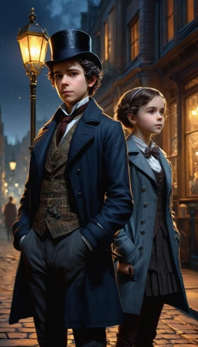 the victorian era,victorian,victorian style,victorian fashion,little boy and girl,vintage boy and girl,frock coat,children's background,digital compositing,boy and girl,christmas carol,french digital background,de ville,holmes,gas lamp,gentlemanly,figaro,elementary,young couple,hans christian andersen,Conceptual Art,Fantasy,Fantasy 11