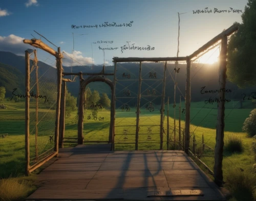 swing set,farm gate,pergola,heaven gate,hangman's bridge,trellis,frame border illustration,frame mockup,archery stand,backgrounds,empty swing,wooden mockup,herbal cradle,dog house frame,garden swing,dialogue window,landscape background,moveable bridge,wooden swing,the mystical path,Photography,General,Realistic