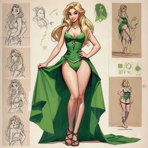 poison ivy,ivy,green dress,background ivy,jade,tiana,celtic queen,the enchantress,emerald,dryad,caerula,azalea,rapunzel,rosa 'the fairy,elven,rosa ' the fairy,green skin,clovers,marie leaf,green bean,Illustration,American Style,American Style 05