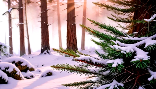 fir forest,snow in pine trees,coniferous forest,christmas snowy background,winter forest,spruce-fir forest,winter background,temperate coniferous forest,fir trees,evergreen trees,coniferous,tropical and subtropical coniferous forests,fir needles,snow in pine tree,pine trees,spruce trees,christmas landscape,fir branches,christmasbackground,fir-tree branches,Illustration,Realistic Fantasy,Realistic Fantasy 21