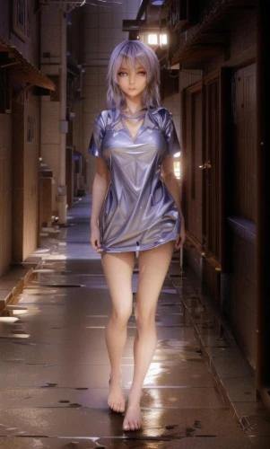 anime 3d,rei ayanami,3d rendered,3d render,b3d,the girl in nightie,dress doll,the japanese doll,heavy object,ghost girl,japanese doll,doll dress,girl walking away,3d model,piko,3d figure,anime japanese clothing,female doll,anime girl,digital compositing