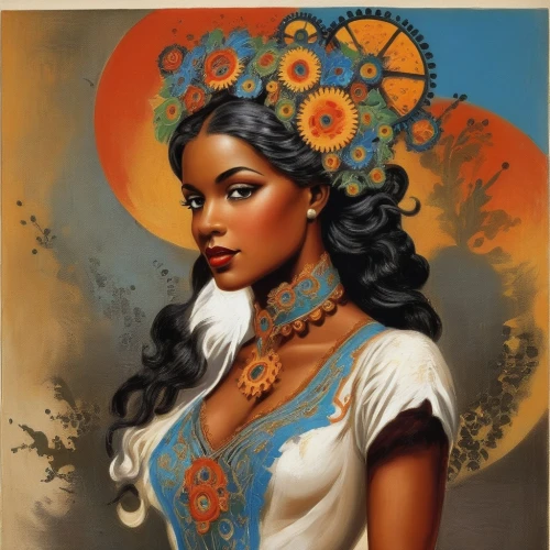 african american woman,beautiful african american women,african woman,afro american girls,polynesian girl,black woman,west indian jasmine,african art,nigeria woman,afro-american,fantasy portrait,afro american,african culture,moorish,mystical portrait of a girl,rosa ' amber cover,vintage woman,black women,vintage art,fantasy art,Illustration,Realistic Fantasy,Realistic Fantasy 21