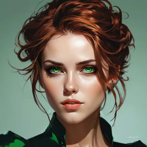 green eyes,poison ivy,fantasy portrait,digital painting,world digital painting,women's eyes,emerald,clary,green skin,green,medusa,transistor,merida,fantasy art,girl portrait,green lantern,black widow,katniss,dryad,romantic portrait,Conceptual Art,Fantasy,Fantasy 06