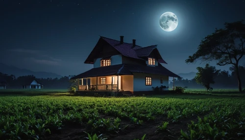 lonely house,little house,moonlit night,witch's house,witch house,small house,home landscape,beautiful home,house silhouette,night scene,miniature house,creepy house,night image,the haunted house,house in the forest,night photography,house insurance,haunted house,wooden house,ancient house,Photography,General,Realistic