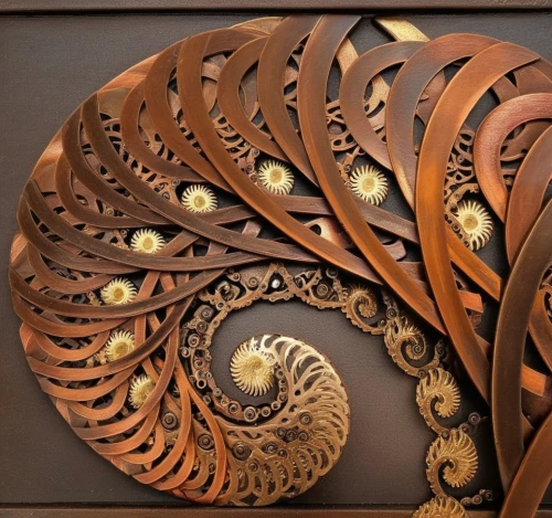 patterned wood decoration,steampunk gears,carved wood,wood art,wood carving,decorative fan,ornamental wood,spiral book,winding staircase,wooden stair railing,ornamental dividers,fractals art,spiral pattern,spirals,door wreath,open spiral notebook,decorative art,carved wall,art nouveau design,fibonacci spiral,Illustration,Realistic Fantasy,Realistic Fantasy 13