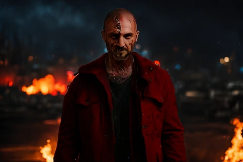 fury,red hood,dead earth,fire background,digital compositing,lucus burns,angry man,lake of fire,rasputin,goodbye gomes,scorched earth,underworld,hellboy,city in flames,the fur red,burning earth,blood icon,primitive man,main character,smoke background