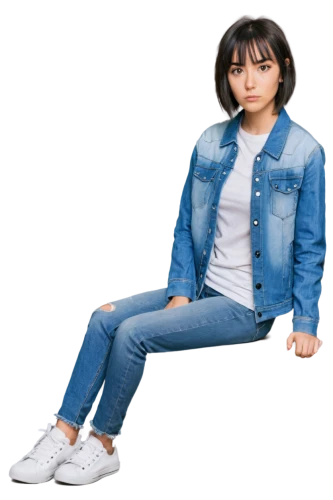 denim,jeans background,jean jacket,denim background,denim jacket,denim jeans,denims,jeans pattern,denim shapes,girl on a white background,girl sitting,ayu,denim fabric,portrait background,denim jumpsuit,sit,fuki,anime japanese clothing,chair png,sujeonggwa,Illustration,Abstract Fantasy,Abstract Fantasy 06