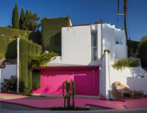 pink squares,pink grass,private house,dunes house,bougainvilleas,estate agent,cubic house,boutique hotel,dog house,render,exterior decoration,cube house,model house,ibiza,holiday home,luxury property,3d rendering,pink cat,villa,digital compositing,Photography,General,Realistic