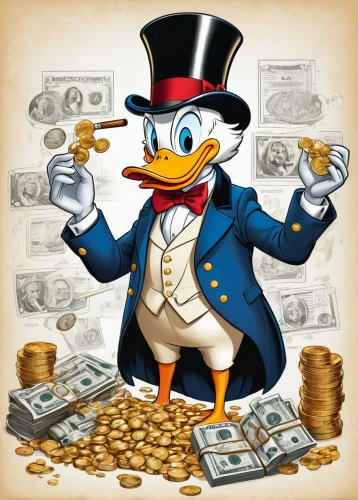 donald duck,wealth,donald,glut of money,businessman,australian dollar,an investor,canard,the duck,financial education,the dollar,affiliate marketing,crypto currency,white-collar worker,money,billionaire,wealthy,crypto-currency,crowdfunding,rich,Unique,Design,Blueprint