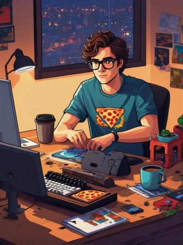 workspace,freelancer,geek,work from home,man with a computer,working space,freelance,desk top,work at home,remote work,online date,nerd,home office,work space,world digital painting,geek pride day,desk,illustrator,code geek,in a working environment,Illustration,Vector,Vector 11