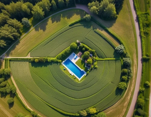 dji agriculture,aerial landscape,drone shot,drone view,green lawn,soccer field,dug-out pool,drone image,dji spark,baseball diamond,drone photo,lawn game,dji mavic drone,aerial photography,chair in field,grass roof,artificial turf,artificial grass,private estate,outdoor pool,Photography,General,Realistic