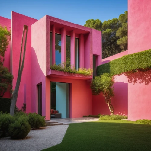 pink squares,dunes house,cube house,pink grass,cubic house,bright pink,modern architecture,hot pink,color pink,magenta,pink cat,the pink panter,contemporary,beautiful home,deep pink,pink quill,pink elephant,modern house,pink double,colorful facade,Photography,General,Realistic