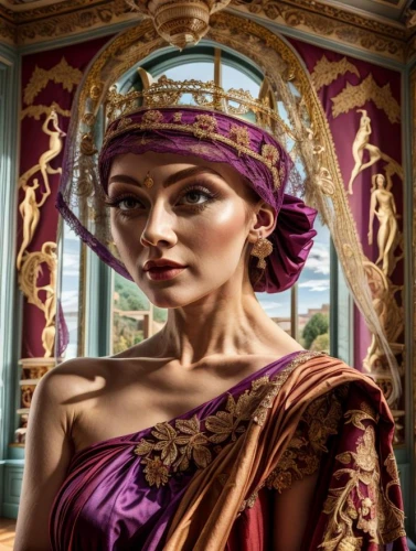 cleopatra,athena,queen anne,celtic queen,thracian,miss circassian,purple and gold,girl in a historic way,cepora judith,venetia,gold and purple,neoclassic,ancient costume,diadem,drapes,assyrian,imperial crown,rome 2,adornments,bridal jewelry