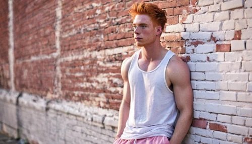 male model,cotton top,man in pink,photo session in torn clothes,pompadour,redhair,boy model,redheaded,sleeveless shirt,ginger rodgers,red head,undershirt,men's wear,young model,flamingo,torn shirt,red-haired,isolated t-shirt,fashion model,gingerman,Conceptual Art,Graffiti Art,Graffiti Art 06