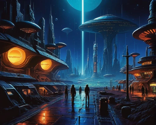 futuristic landscape,sci fiction illustration,sci-fi,sci - fi,sci fi,scifi,alien world,science fiction,alien planet,science-fiction,futuristic,cg artwork,fantasy city,valerian,travelers,space ships,compans-cafarelli,space art,space port,gas planet,Conceptual Art,Sci-Fi,Sci-Fi 20