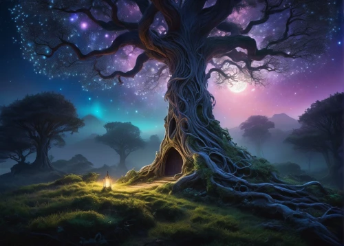 magic tree,fantasy picture,tree of life,celtic tree,fantasy landscape,flourishing tree,fairy forest,elven forest,druid grove,wondertree,oak tree,forest tree,colorful tree of life,the roots of trees,tree,a tree,the branches of the tree,old tree,fae,isolated tree,Conceptual Art,Sci-Fi,Sci-Fi 20