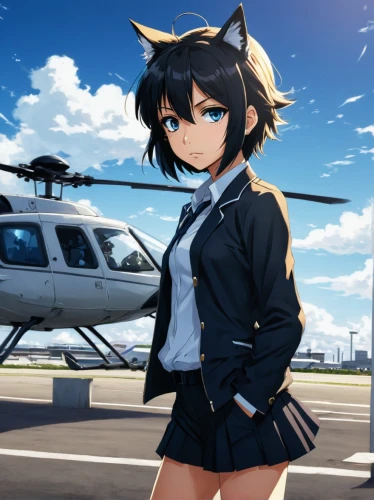 helicopter pilot,rotorcraft,helicopter,helicopters,nyan,harbin z-9,eurocopter,westland terrier,wildcat,heavy cruiser,black hawk,kantai collection sailor,kantai,captain p 2-5,ah-1 cobra,police helicopter,cat ears,blackhawk,destroyer,officer,Conceptual Art,Fantasy,Fantasy 20