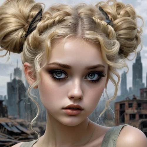 blond girl,updo,blonde girl,artificial hair integrations,realdoll,doll's facial features,chignon,girl portrait,mystical portrait of a girl,blonde woman,vintage makeup,romantic look,girl doll,fantasy portrait,hairstyle,female doll,cool blonde,portrait of a girl,curlers,eyes makeup,Conceptual Art,Fantasy,Fantasy 33