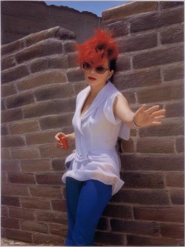 retro woman,pixie-bob,mime artist,pumuckl,image editing,woman pointing,album cover,pointing woman,mime,red-haired,bjork,pixie,photographic background,retro women,girl-in-pop-art,color image,two-point-ladybug,png transparent,cosplay image,cd cover,Photography,Fashion Photography,Fashion Photography 20
