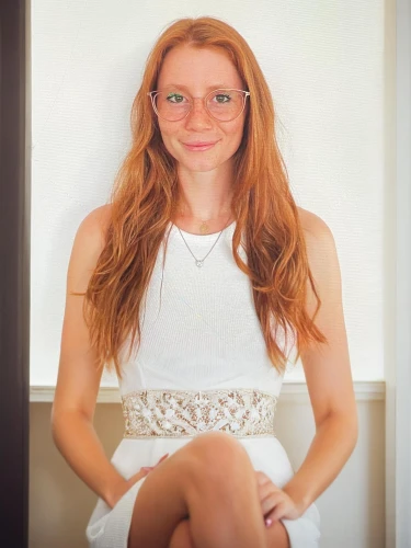 with glasses,ginger rodgers,silver framed glasses,glasses,maci,redhair,color glasses,wedding glasses,white frame,girl on a white background,two glasses,ski glasses,redheaded,red green glasses,beautiful young woman,lace round frames,pretty young woman,redhead,pink glasses,girl in white dress
