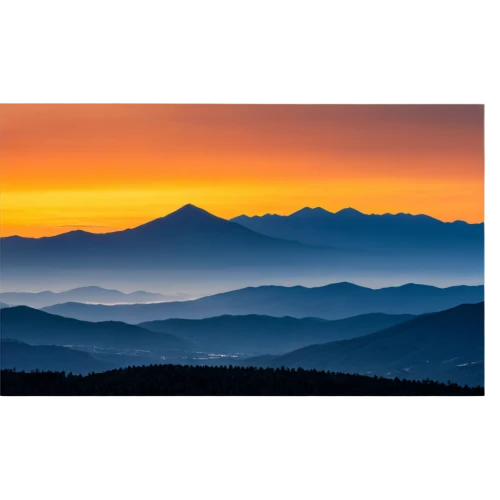 mountain sunrise,alpine sunset,blue ridge mountains,panoramic landscape,slide canvas,landscape background,flat panel display,slovak tatras,view panorama landscape,tatras,mountainous landscape,playmat,haleakala,western tatras,mountain landscape,great smoky mountains,atmosphere sunrise sunrise,low tatras,cloud shape frame,copper frame,Illustration,Paper based,Paper Based 21