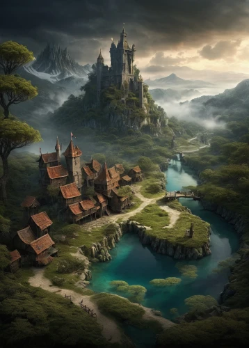 fantasy landscape,fantasy picture,fantasy art,world digital painting,3d fantasy,fantasy world,mountain settlement,fairy tale castle,castle of the corvin,heroic fantasy,landscape background,home landscape,an island far away landscape,medieval town,ancient city,hobbiton,medieval castle,fantasy city,knight's castle,knight village,Photography,Black and white photography,Black and White Photography 02