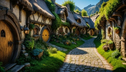 alpine village,hobbiton,fairy village,knight village,hobbit,aurora village,mountain village,druid grove,medieval street,escher village,villages,mountain settlement,dwarves,northrend,wooden houses,popeye village,medieval town,scandia gnomes,elves,fantasy landscape