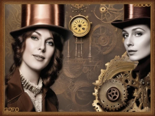 clockmaker,steampunk gears,steampunk,clockwork,vintage man and woman,grandfather clock,clocks,digiscrap,watchmaker,antique background,longcase clock,photomontage,chronometer,cd cover,joint dolls,digital scrapbooking,gothic portrait,time and money,roaring twenties couple,pocket watches,Illustration,Realistic Fantasy,Realistic Fantasy 13