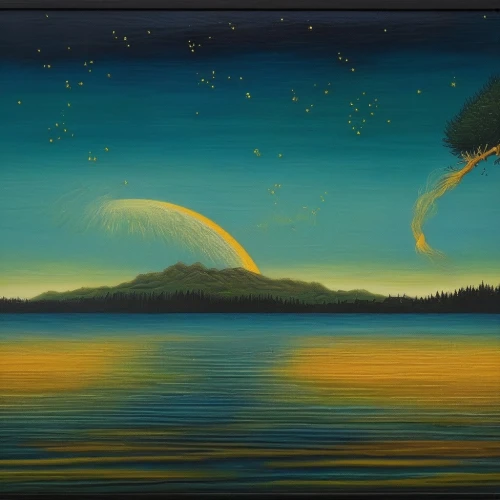 an island far away landscape,panoramical,aurora borealis,futuristic landscape,horizon,fantasy landscape,landscape background,mushroom landscape,el salvador dali,ufos,sea landscape,panoramic landscape,indigenous painting,islands,moon and star background,planet alien sky,auroras,flying island,tofino,coastal landscape,Illustration,Realistic Fantasy,Realistic Fantasy 08