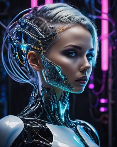 cyborg,cybernetics,ai,artificial intelligence,cyberpunk,cyber,futuristic,humanoid,scifi,women in technology,cyberspace,biomechanical,sci fi,chatbot,robotic,artificial hair integrations,sci - fi,sci-fi,echo,automation,Illustration,Black and White,Black and White 07