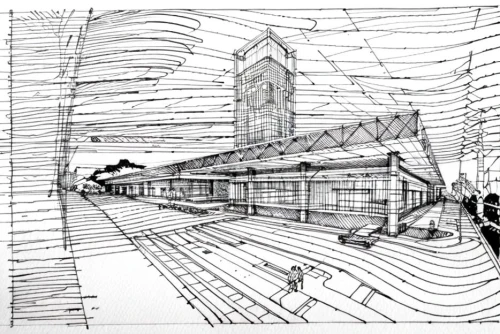 wireframe graphics,line drawing,wireframe,camera drawing,sheet drawing,railroad station,scribble lines,the train station,train station,pen drawing,mono-line line art,kirrarchitecture,architect plan,union station,camera illustration,klaus rinke's time field,townscape,panoramical,pencil lines,street plan,Design Sketch,Design Sketch,None