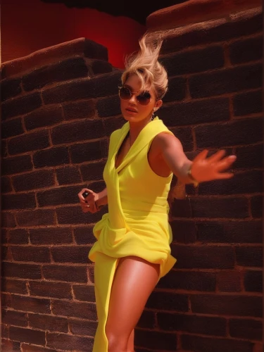 yellow jumpsuit,marylyn monroe - female,pixie-bob,fashion shoot,retro woman,annemone,bunny chow,retro eighties,retro women,1980s,queen bee,yellow,blonde woman,yellow background,golden ritriver and vorderman dark,canary,female model,mariah carey,pixie,yellow brick wall,Photography,Fashion Photography,Fashion Photography 13