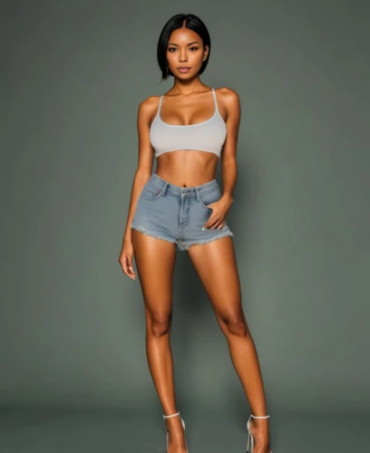 jeans background,cutout,barbie doll,jean shorts,sexy legs,mini,bodysuit,thigh,looking through legs,santana,lira,legs,genes,sexy woman,see-through clothing,confident,ash leigh,a woman,tiny,paper background,Pure Color,Dark Grey