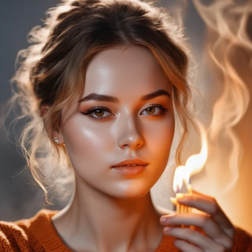 fire artist,mystical portrait of a girl,romantic portrait,fantasy portrait,burning hair,fiery,girl portrait,digital painting,smoking girl,flame spirit,fire angel,world digital painting,burning cigarette,cinnamon girl,portrait of a girl,portrait background,burning candle,digital art,romantic look,fire background