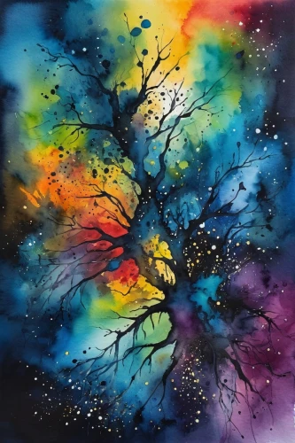 watercolor tree,colorful tree of life,painted tree,watercolor paint strokes,abstract watercolor,watercolor pine tree,tree of life,neurons,watercolor paint,watercolor leaves,the branches of the tree,magic tree,watercolor painting,watercolor background,watercolor,autumn tree,flourishing tree,paint splatter,watercolor paper,printing inks,Illustration,Paper based,Paper Based 24