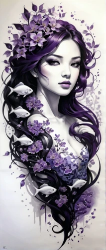 la violetta,veil purple,multi layer stencil,the purple-and-white,fabric painting,fashion illustration,serigraphy,glass painting,the lavender flower,mermaid vectors,inkjet printing,purple rose,purple cardstock,purple background,wisteria,violet,t-shirt printing,purple lilac,white with purple,anemone purple floral,Conceptual Art,Fantasy,Fantasy 03